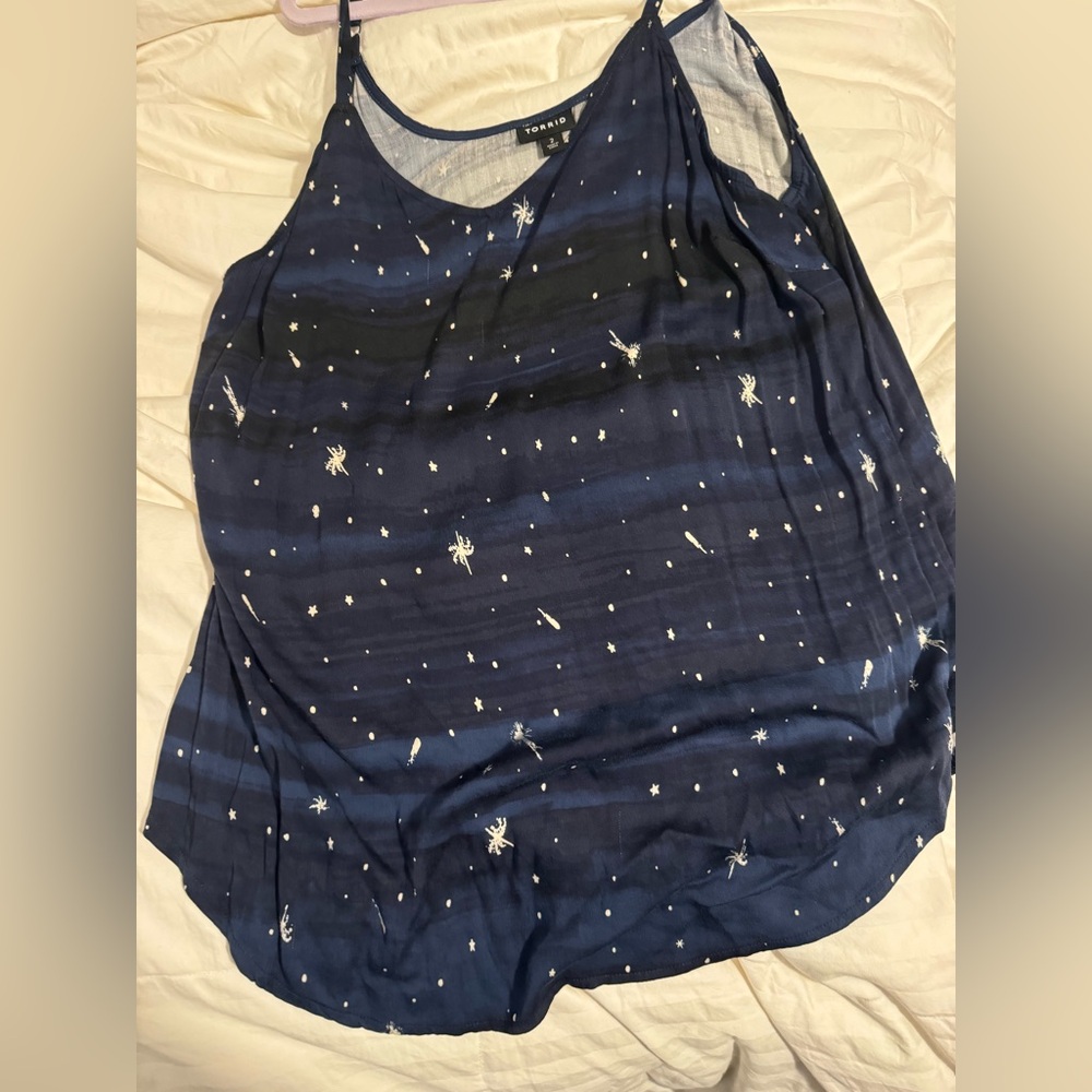 Torrid size 2 black and blue star strappy tank
